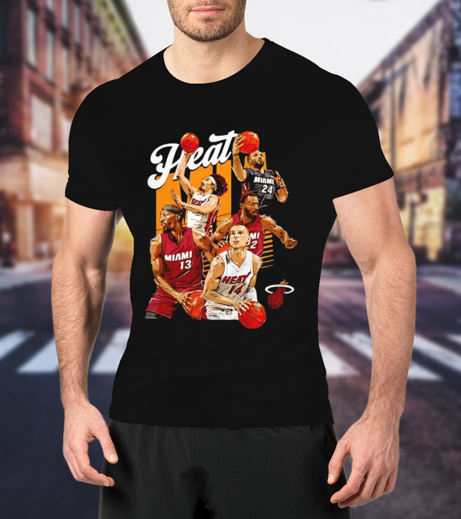 Miami Heat 2026 Starting 5 Basketball Players Miami 13 14 22 24 T-Shirt