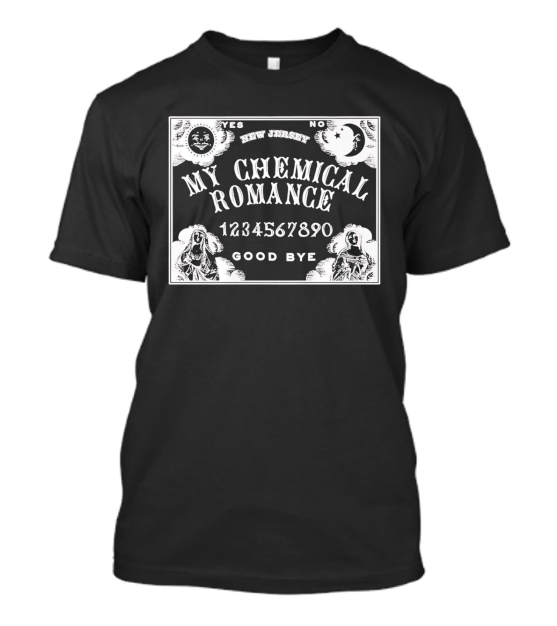 My Chemical Romance Goodbye Spirit Board Design Yes No Moon Sun Numbers T-Shirt