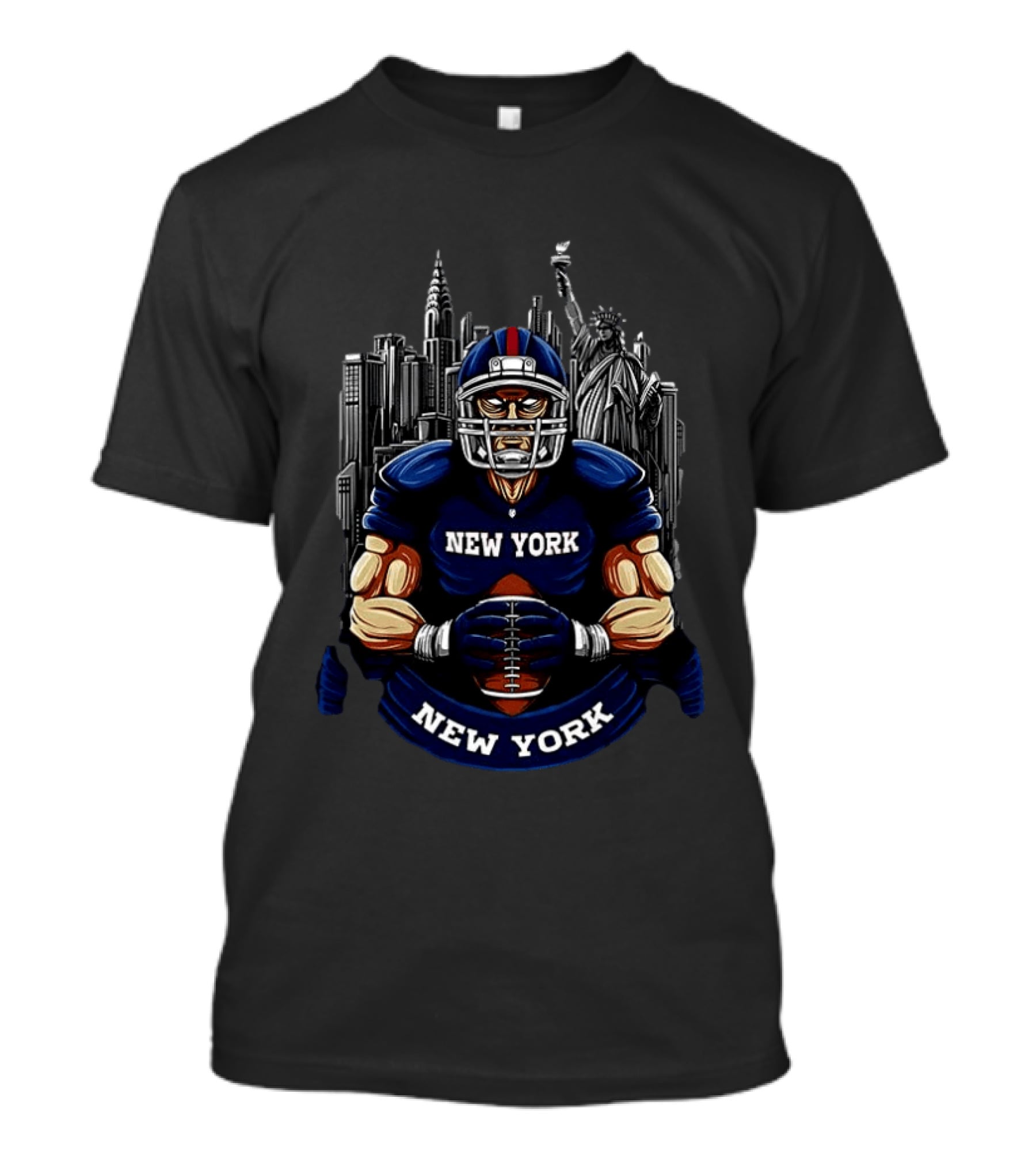 New York Giants Football Player Skyline Statue Of Liberty T-Shirt