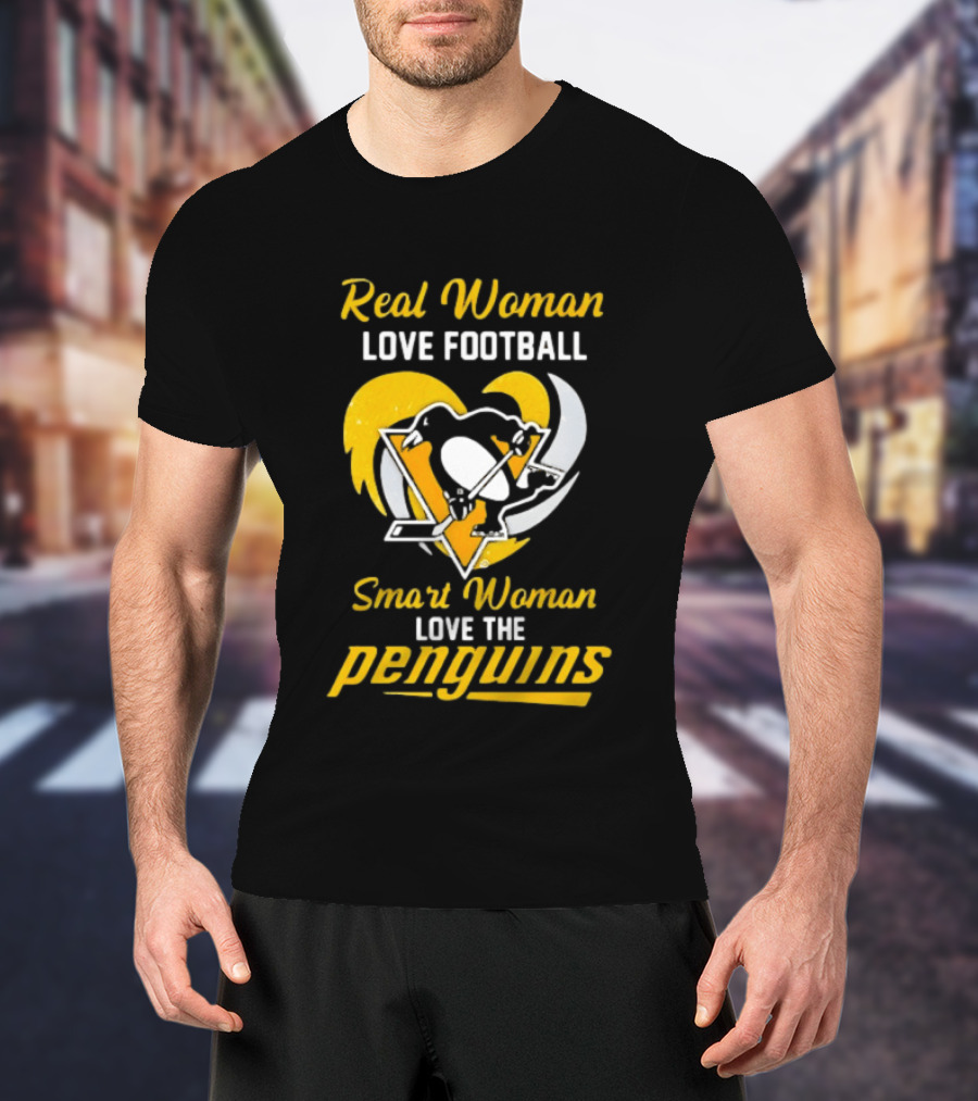 Real Woman Love Football Smart Woman Love The Penguins T-Shirt