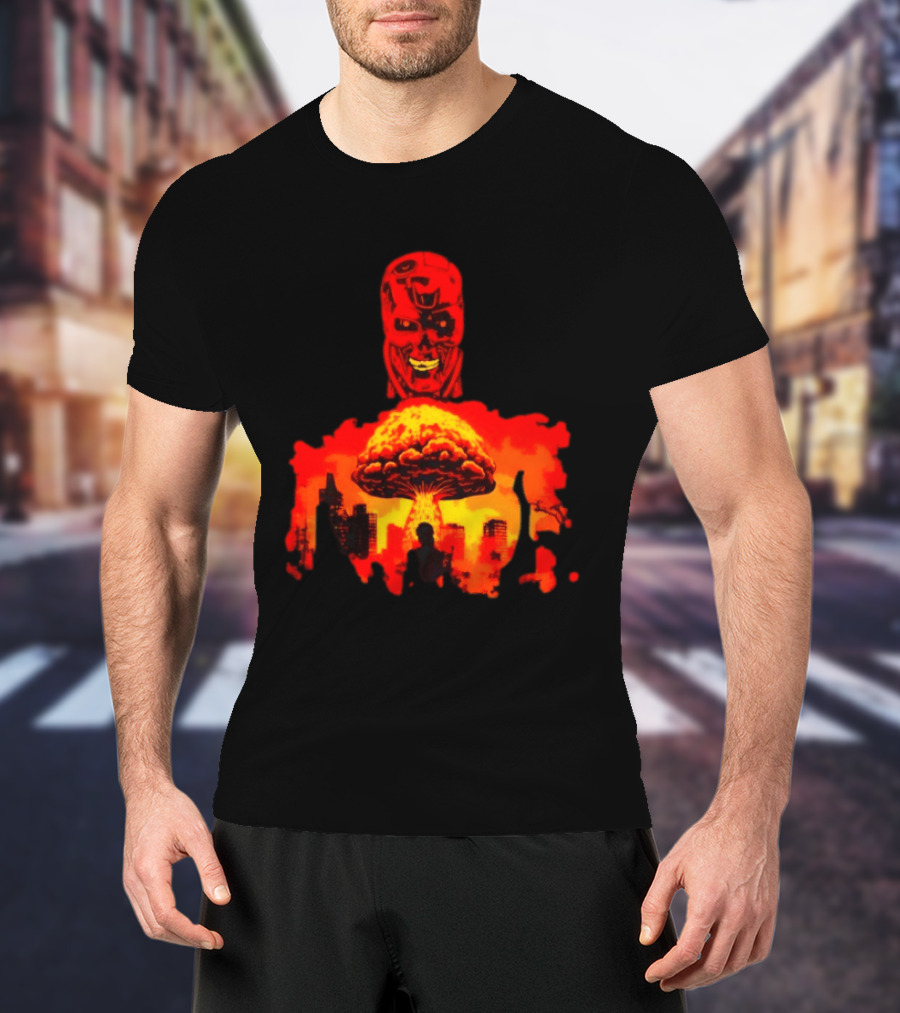 Determined Fate Skull Red Apocalypse Scene T-Shirt