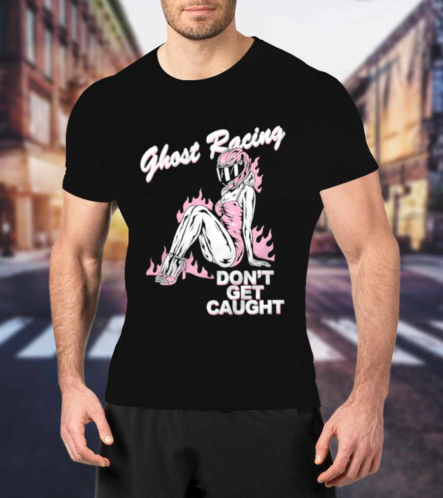 Ghost Racing Don't Get Caught Flaming Helmeted Figure T-Shirt