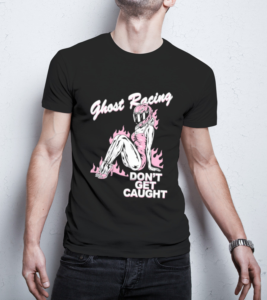 Ghost Racing Don't Get Caught Flaming Helmeted Figure T-Shirt