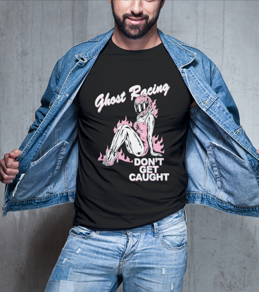 Ghost Racing Don't Get Caught Flaming Helmeted Figure T-Shirt