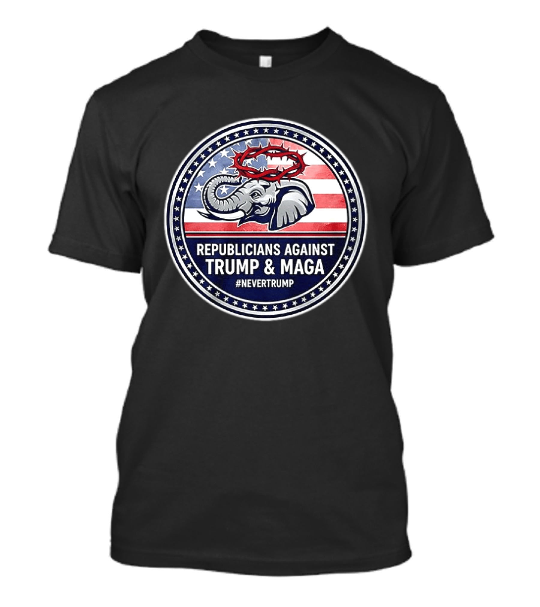 Republicans Against Trump & MAGA #NeverTrump Anti MAGA Elephant American Flag T-Shirt