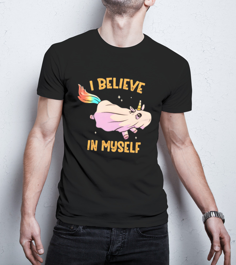 Unicorn I Believe In Myself Floating Rainbow Mane Kawaii T-Shirt