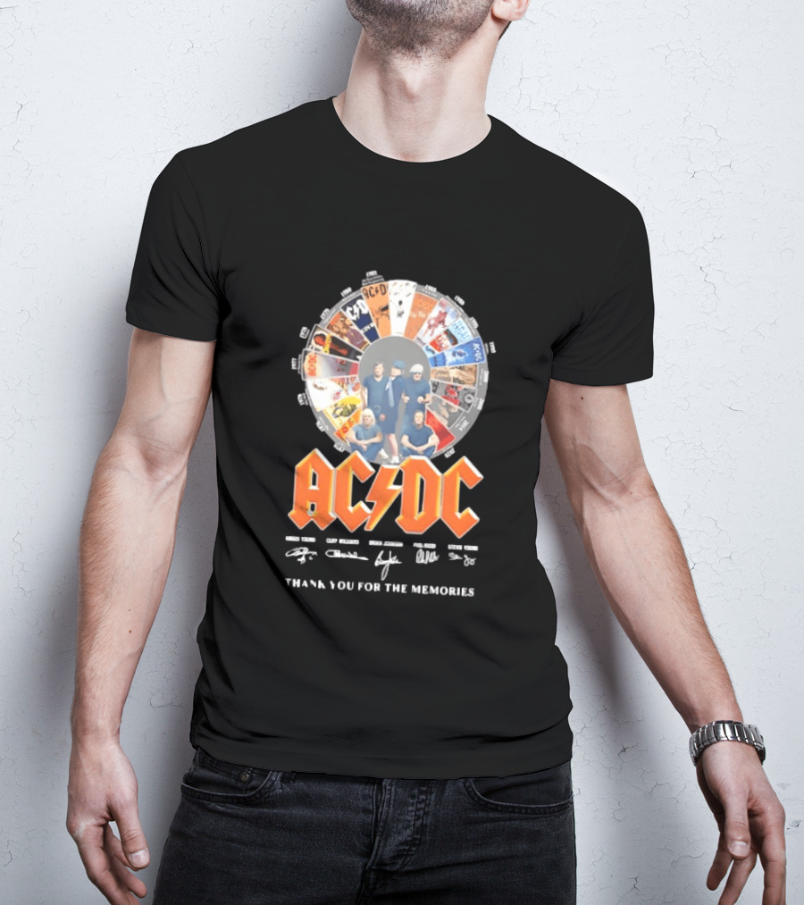 AC DC Band Name Album Collage Thank You For The Memories T-Shirt