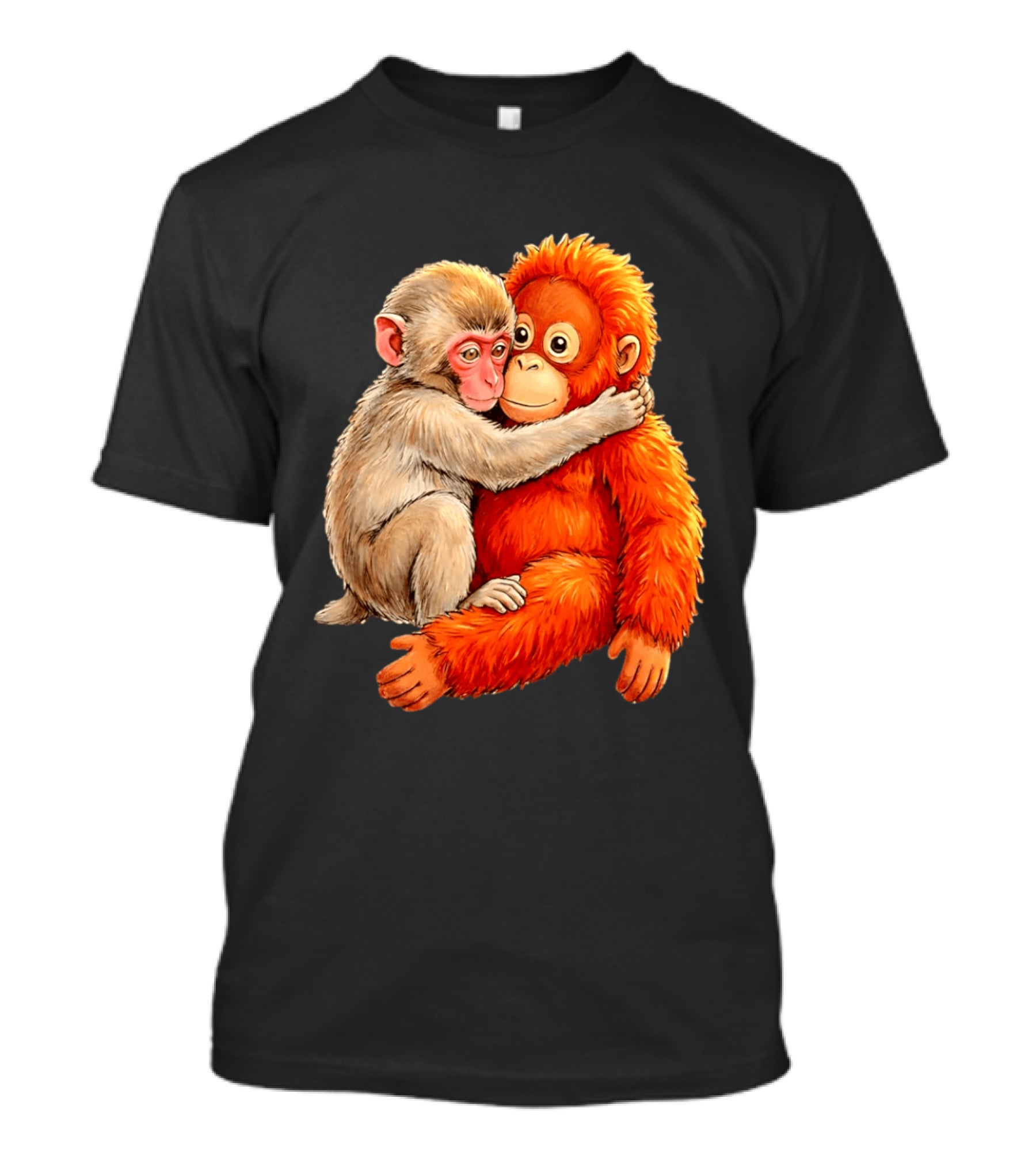 Baby Macaque Hugging Punch Monkey T-Shirt