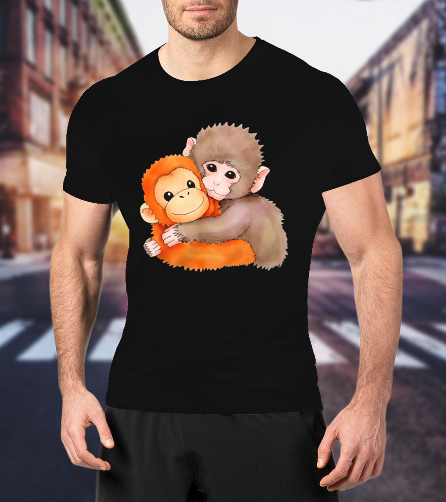 Baby Monkey Named Punch Hugging Meme Cute Animal Friendship T-Shirt