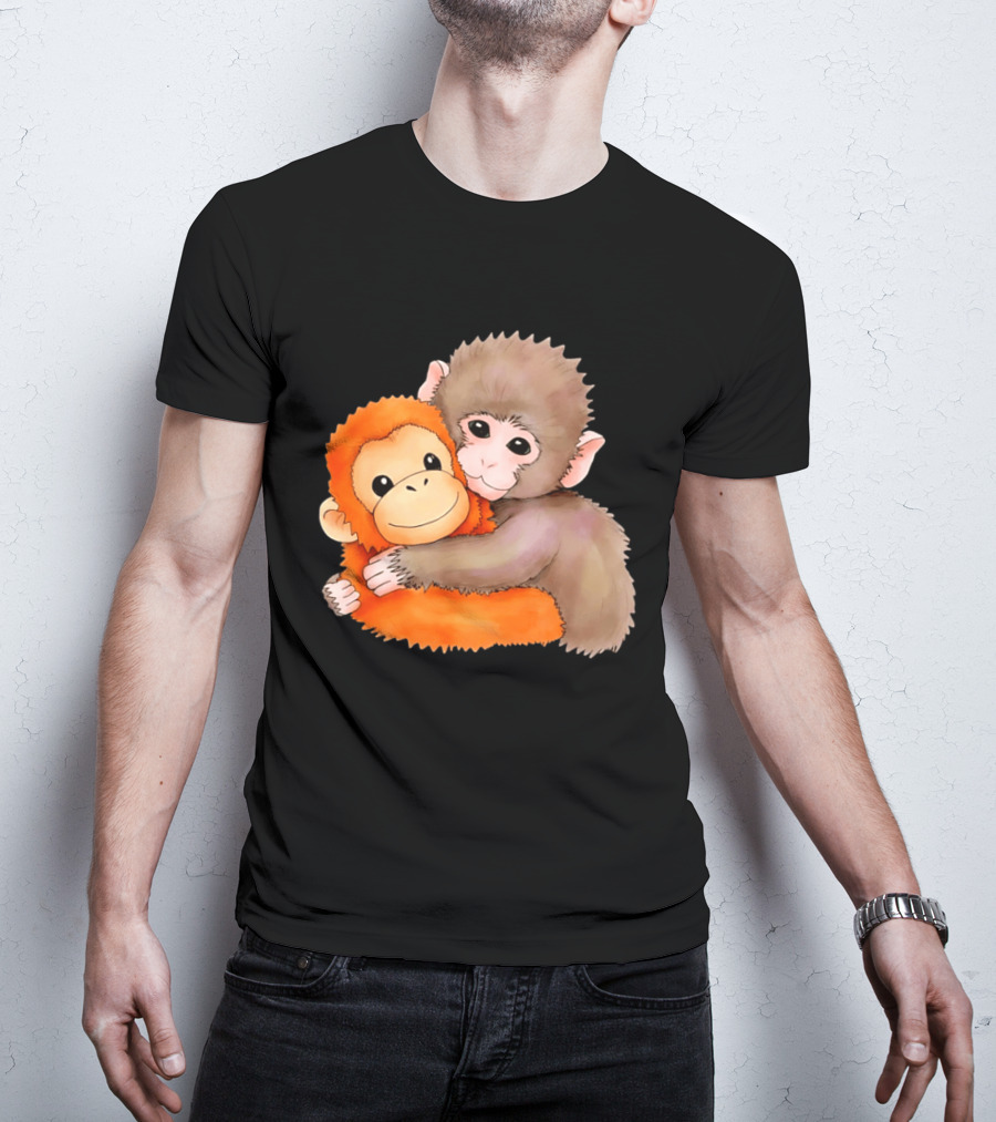 Baby Monkey Named Punch Hugging Meme Cute Animal Friendship T-Shirt