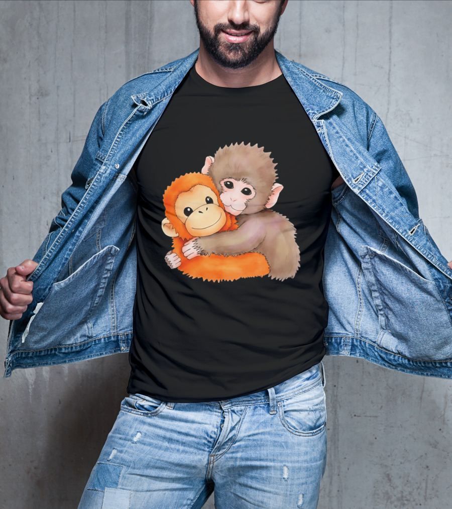 Baby Monkey Named Punch Hugging Meme Cute Animal Friendship T-Shirt