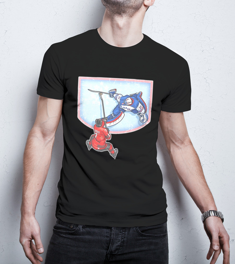 Connor Hellebuyck 2026 Winter Olympics USA Hockey Goalie Save Event T-Shirt