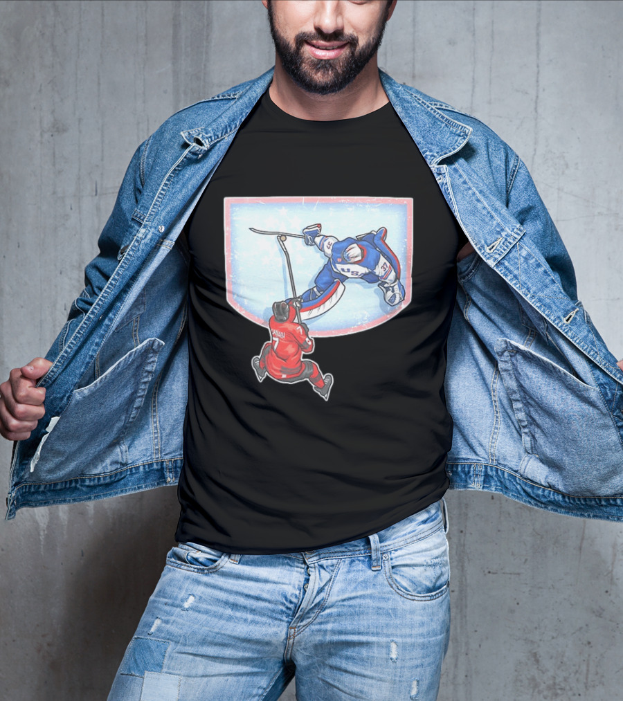 Connor Hellebuyck 2026 Winter Olympics USA Hockey Goalie Save Event T-Shirt