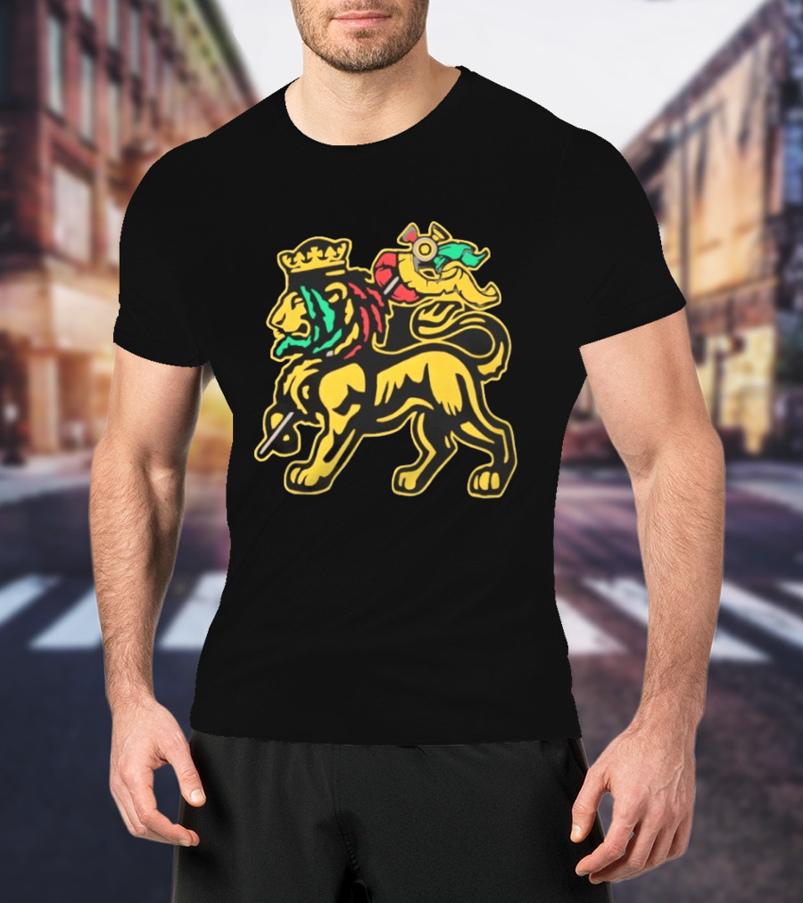 Conquering Lion Of Judah Rastafarian Flag T-Shirt