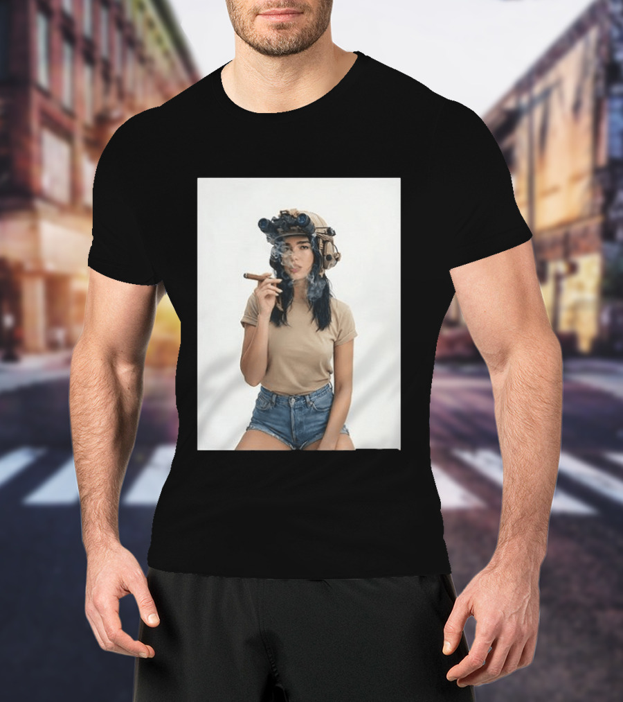 D Lipa Smoking Cigar Night Vision Helmet Aesthetic T-Shirt