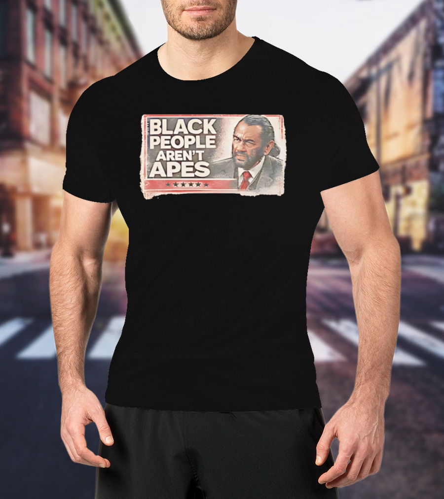 BLACK PEOPLE AREN'T APES Image Of Man In Suit And Tie With Stars T-Shirt