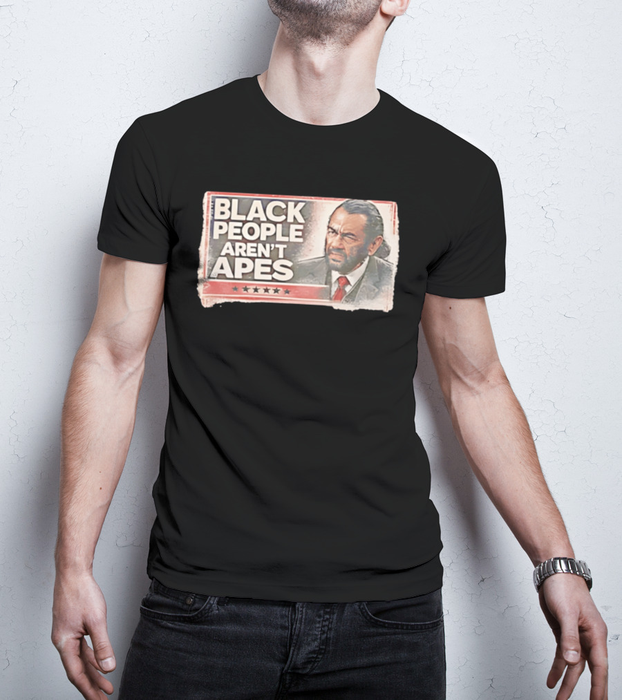BLACK PEOPLE AREN'T APES Image Of Man In Suit And Tie With Stars T-Shirt