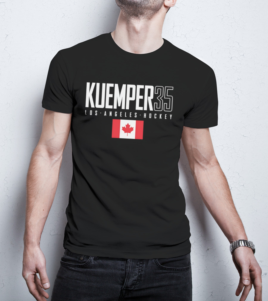 Kuemper 35 Los Angeles Hockey Canada Flag T-Shirt