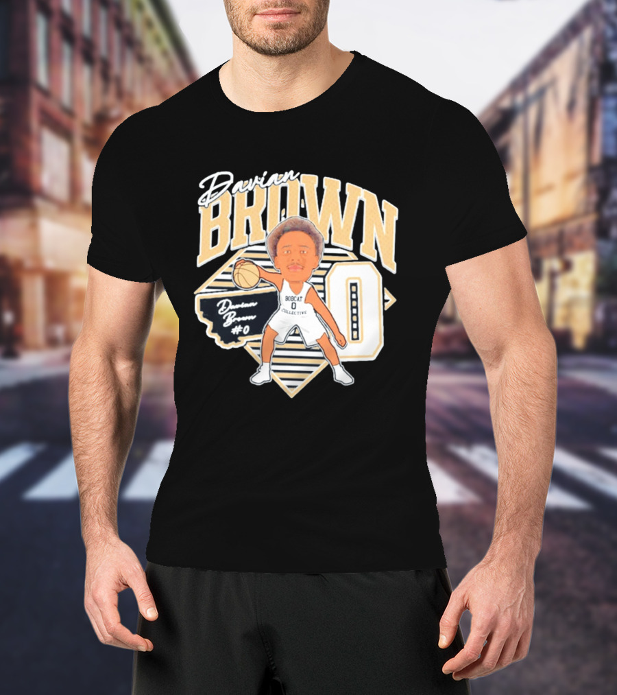 Davian Brown Bobcat Collective #0 Caricature Montana State T-Shirt
