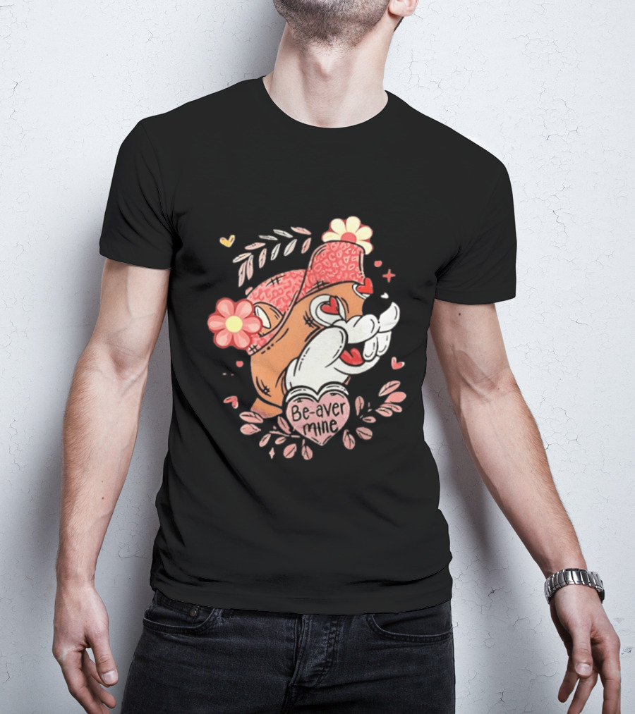Buc Ee's Beaver Be Mine Valentine's Day Flowers Hearts T-Shirt