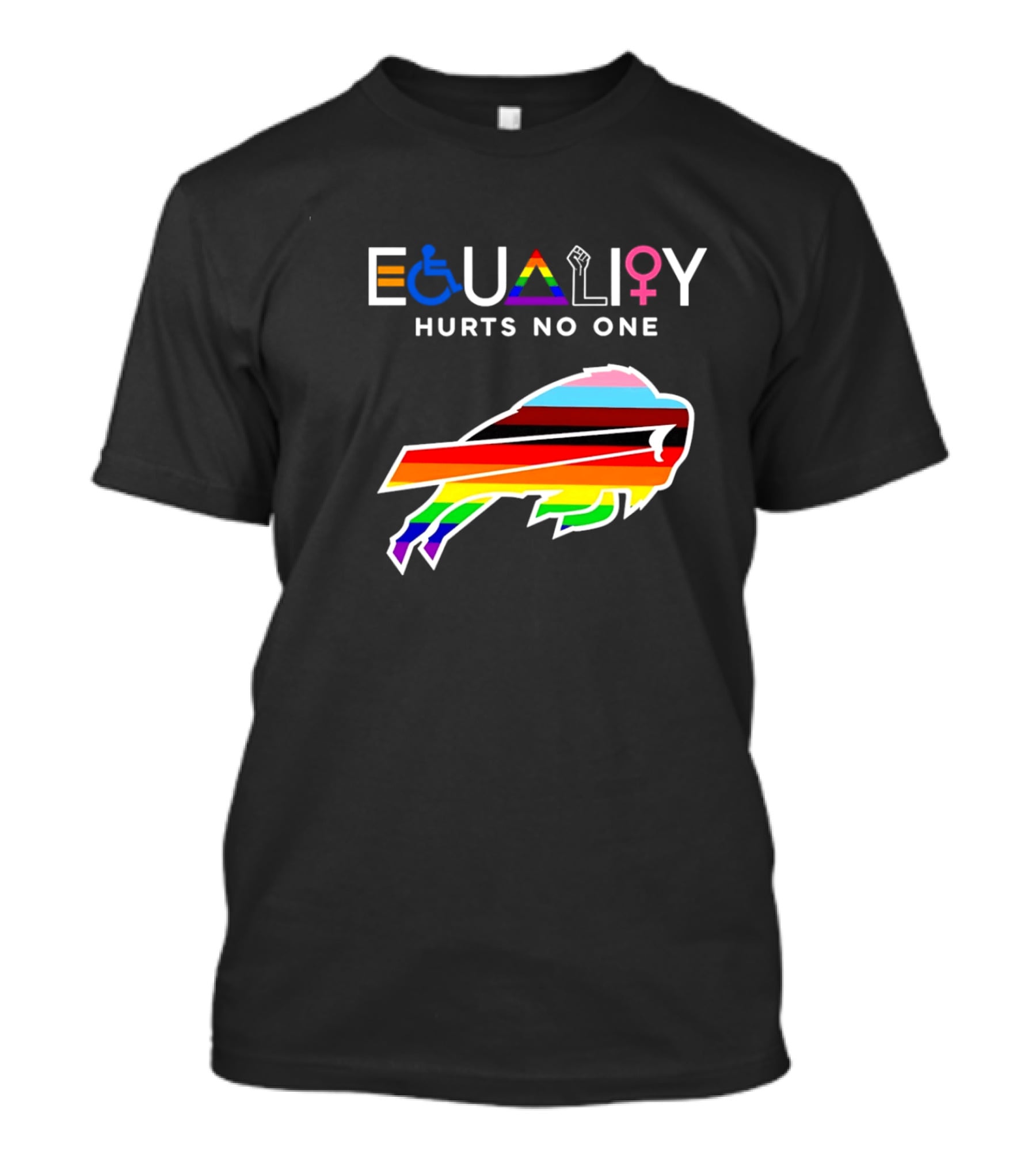 Buffalo Bills Equality Hurts No One Inclusivity Symbol With Rainbow Pride T-Shirt