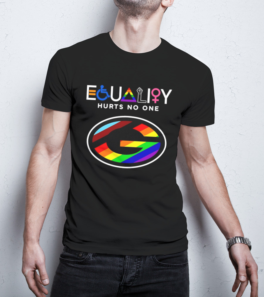 EQUALITY HURTS NO ONE Green Bay Packers Rainbow T-Shirt