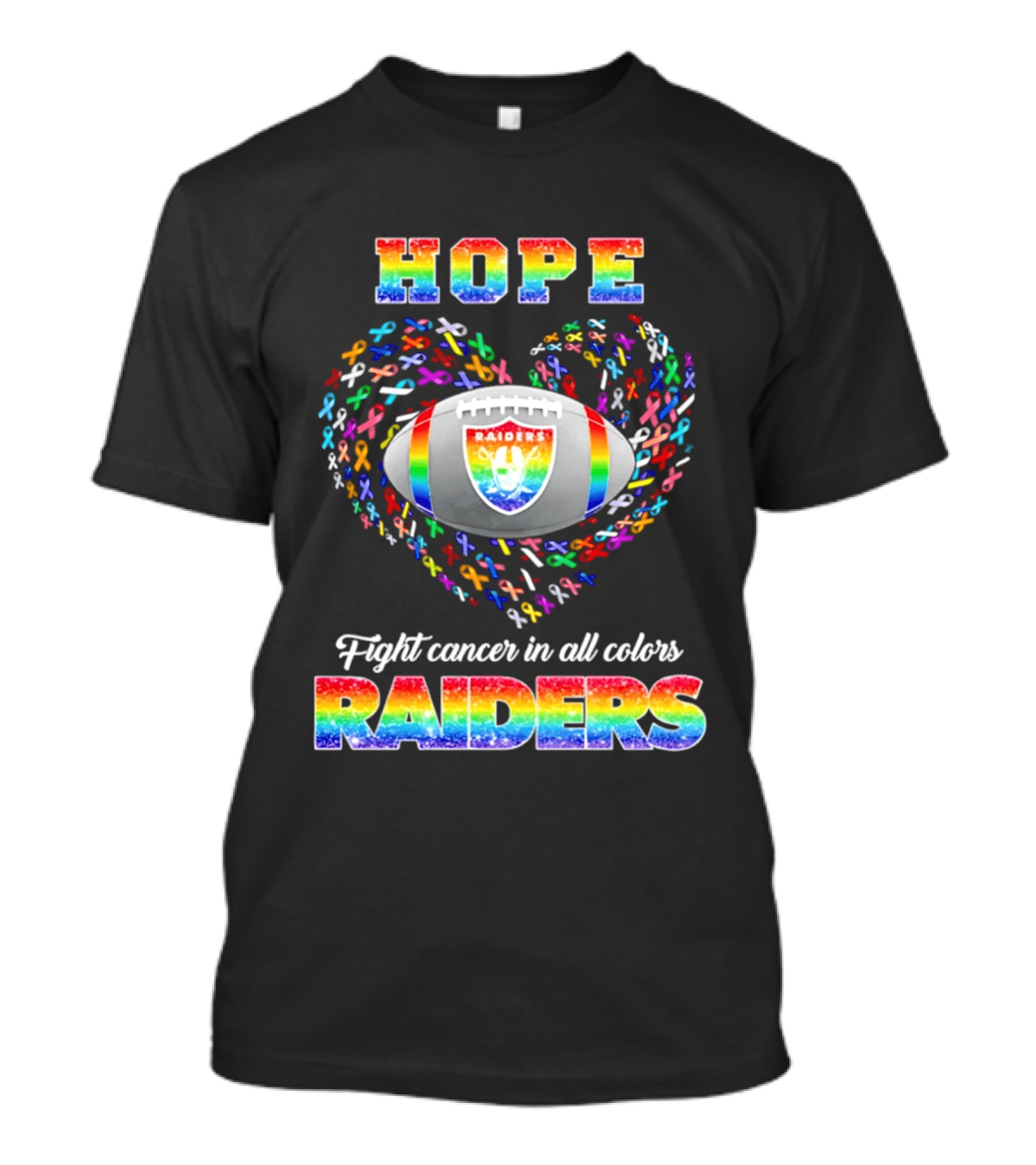 Las Vegas Raiders Hope Fight Cancer In All Colors Rainbow T-Shirt
