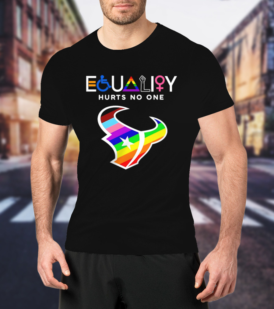 Houston Texans Equality Rainbow Logo Hurts No One T-Shirt