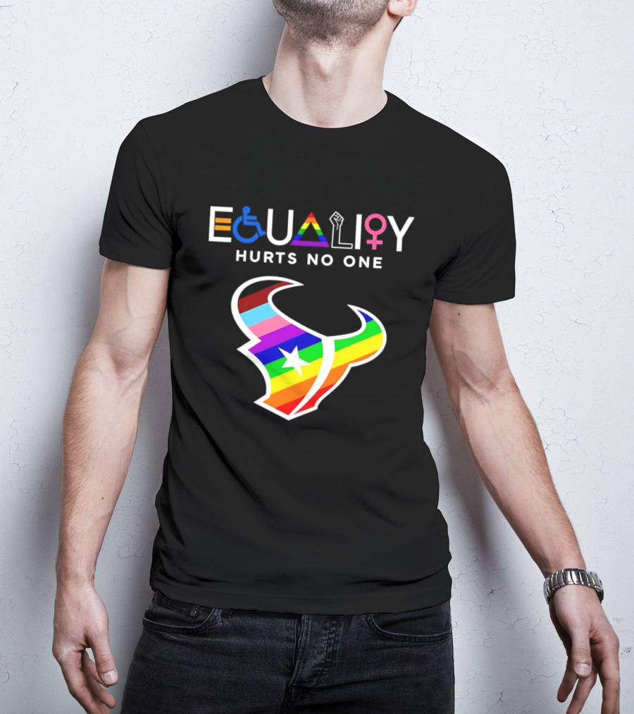 Houston Texans Equality Rainbow Logo Hurts No One T-Shirt