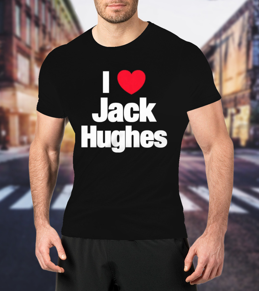 I Love Jack Hughes New Jersey Devils Heart Fan T-Shirt