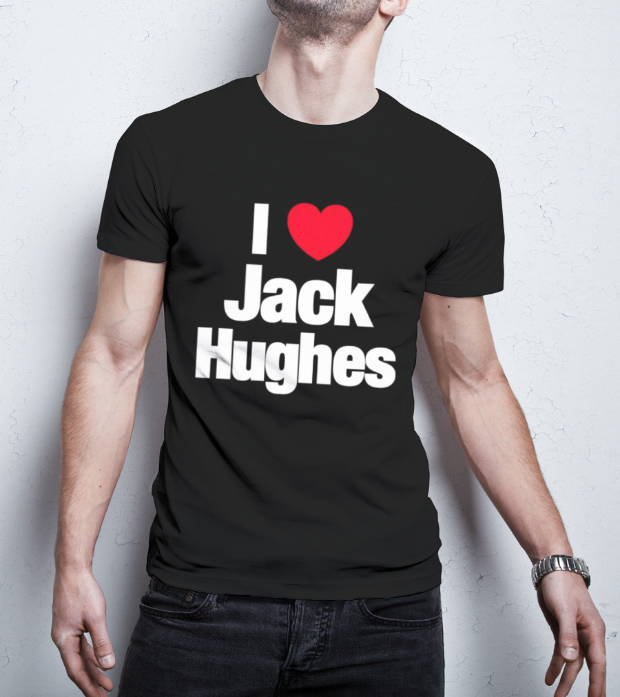 I Love Jack Hughes New Jersey Devils Heart Fan T-Shirt
