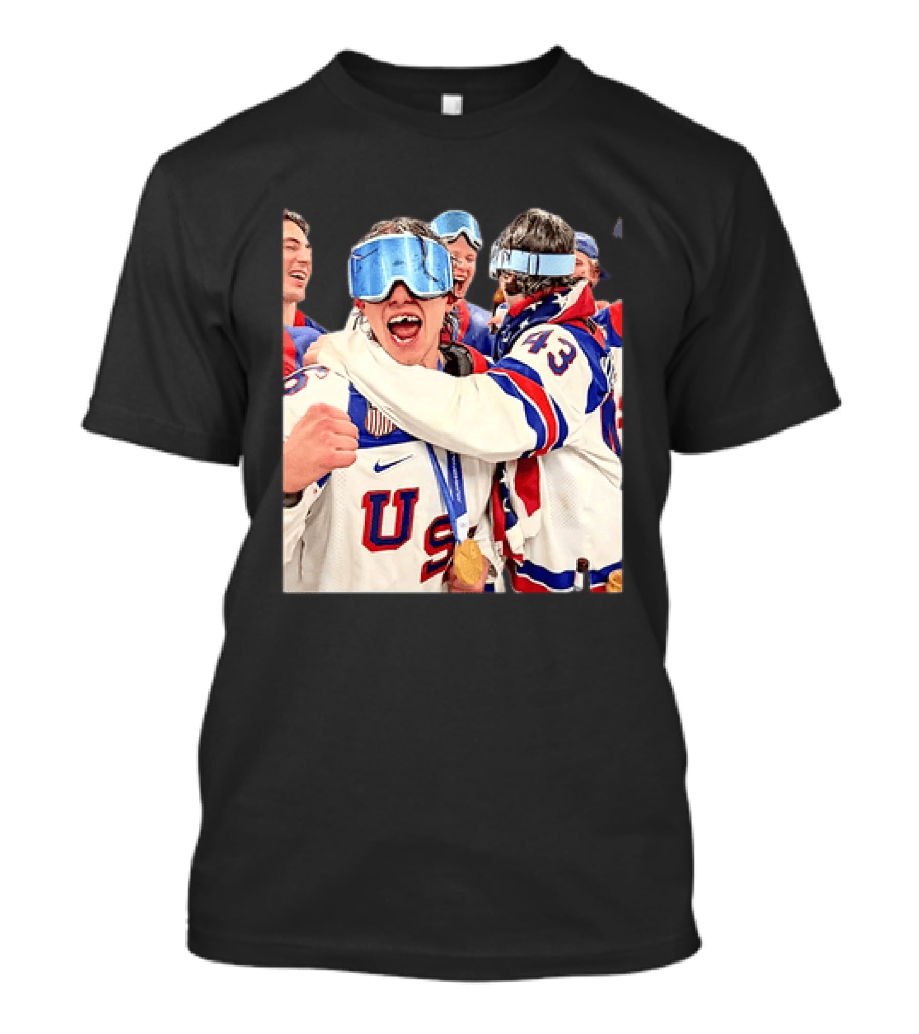 USA Hockey Gold Medal Celebration Jack Hughes Team USA 2026 T-Shirt