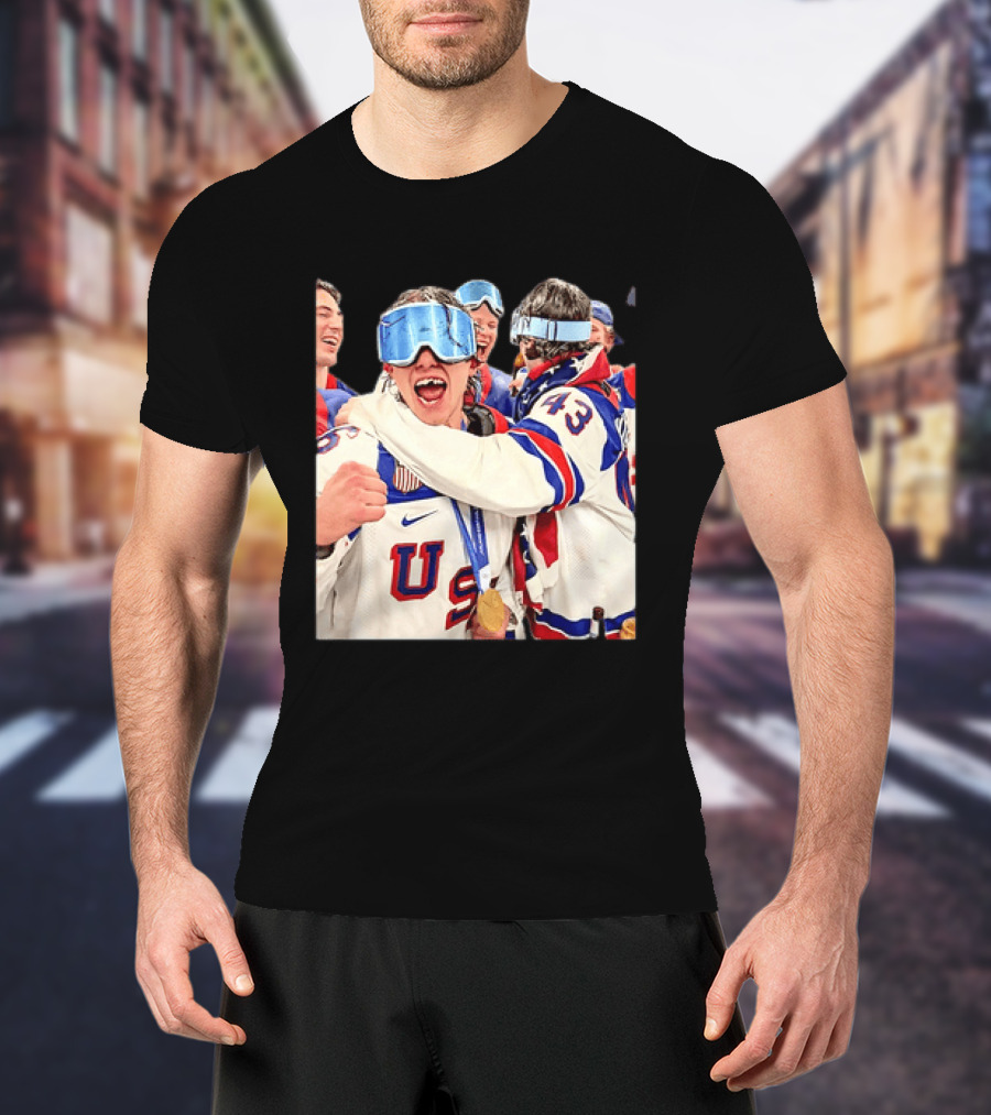 USA Hockey Gold Medal Celebration Jack Hughes Team USA 2026 T-Shirt