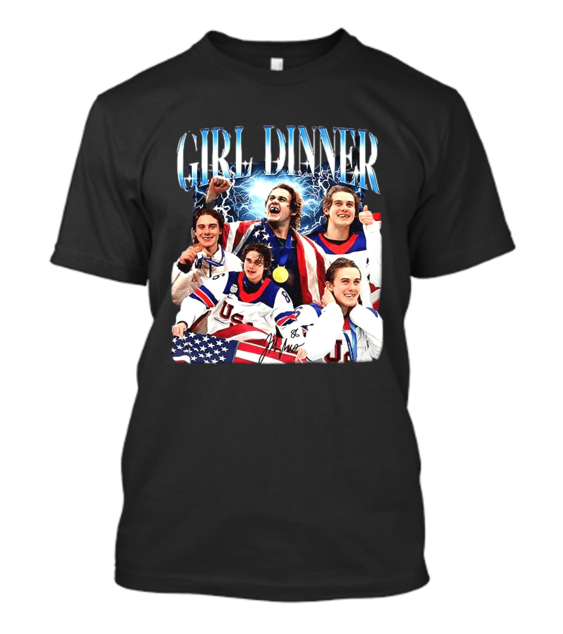 Girl Dinner Jack Hughes USA Hockey Team Celebration T-Shirt