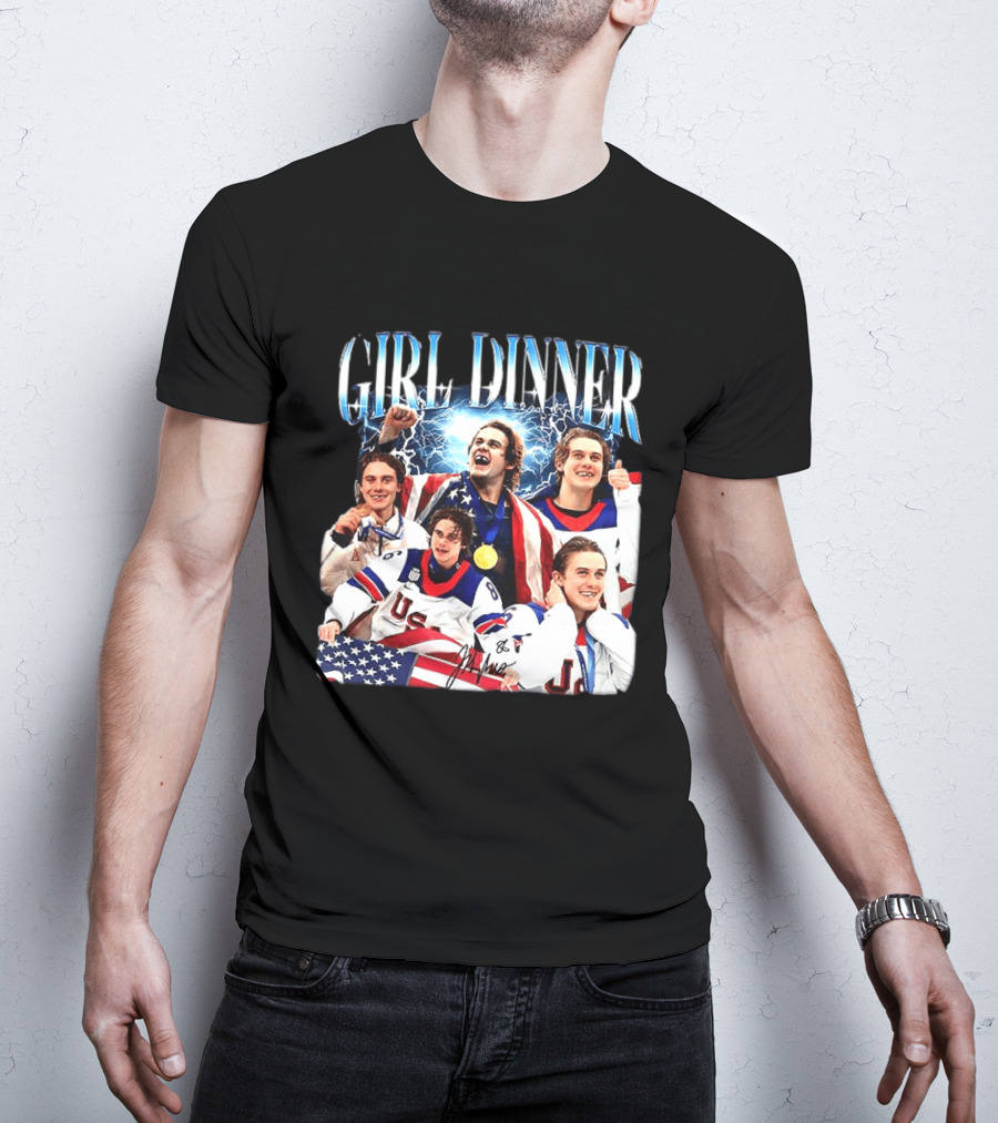 Girl Dinner Jack Hughes USA Hockey Team Celebration T-Shirt