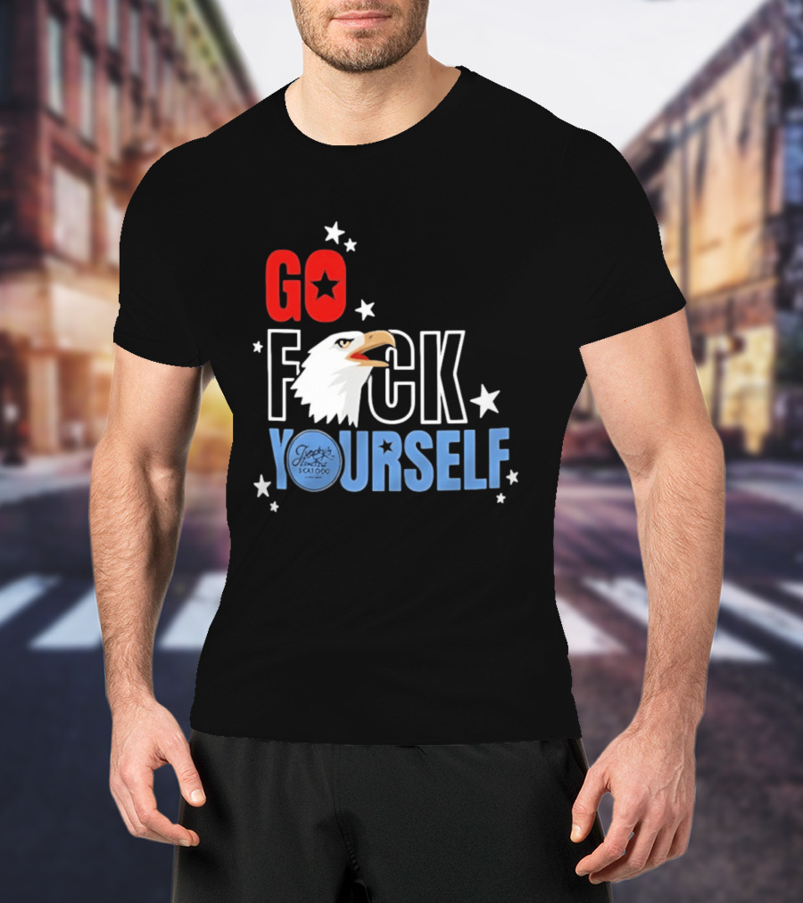 Jimmys Famous Seafood Go F Yourself Bald Eagle Stars T-Shirt