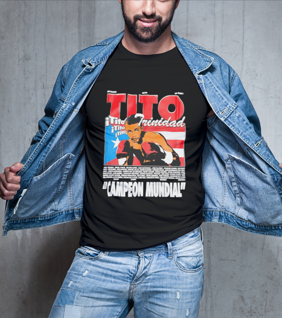 Tito Trinidad Campeon Mundial Puerto Rican Flag Boxing Legend T-Shirt