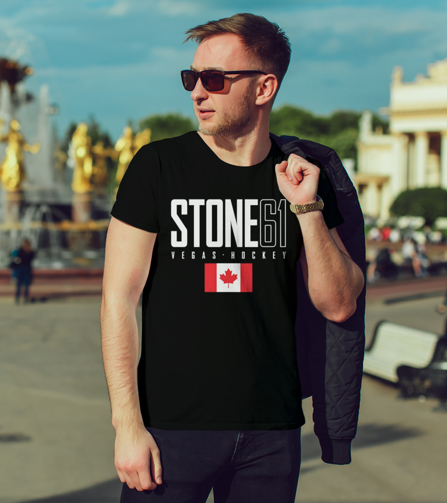 Vegas Hockey Stone 61 Canada Flag T-Shirt