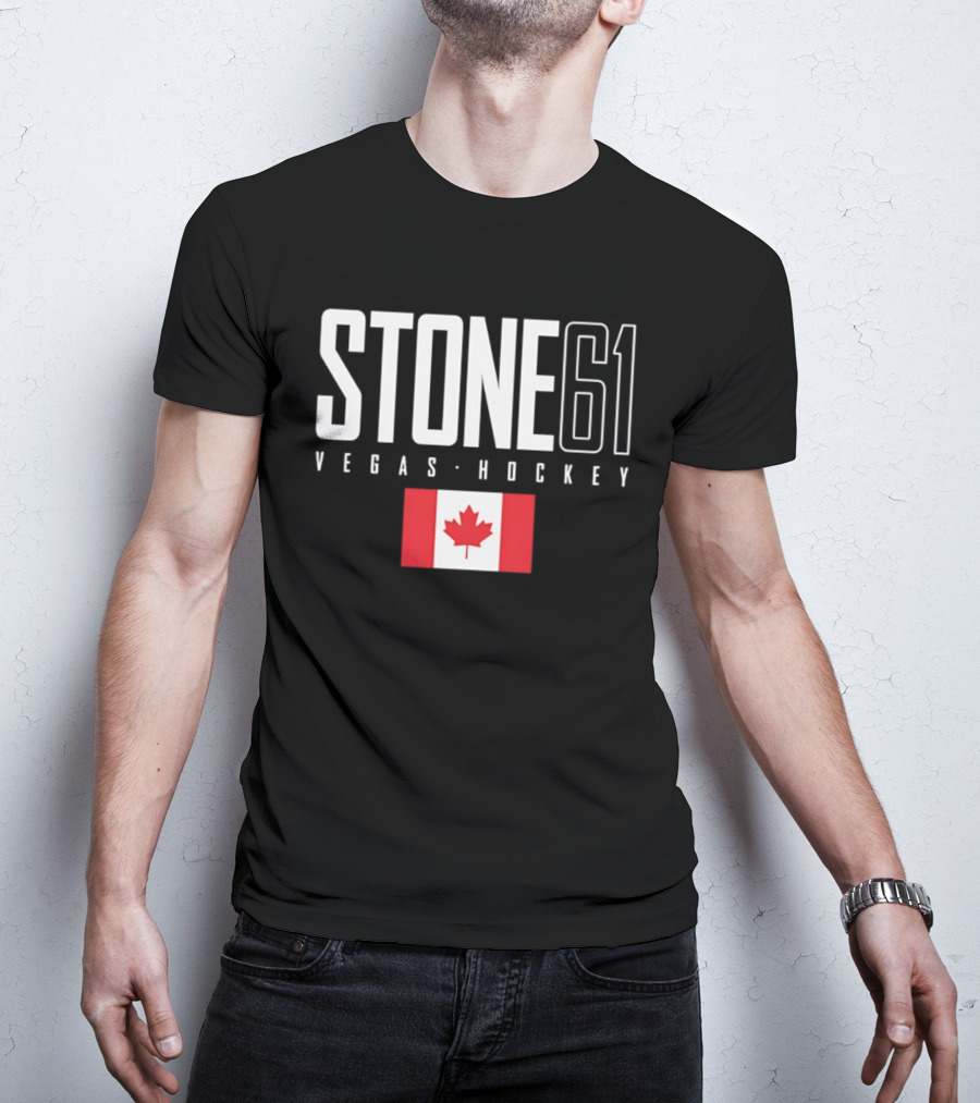 Vegas Hockey Stone 61 Canada Flag T-Shirt