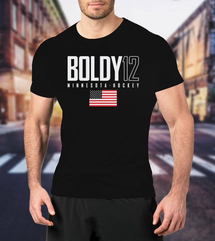 BOLDY 12 Minnesota Hockey USA Flag T-Shirt