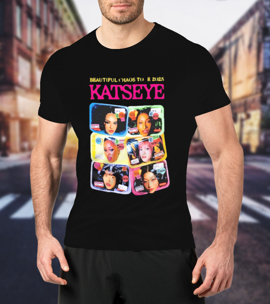 Beautiful Chaos Tour 2025 Katseye Selfie Expressive Portraits 90s Pop T-Shirt