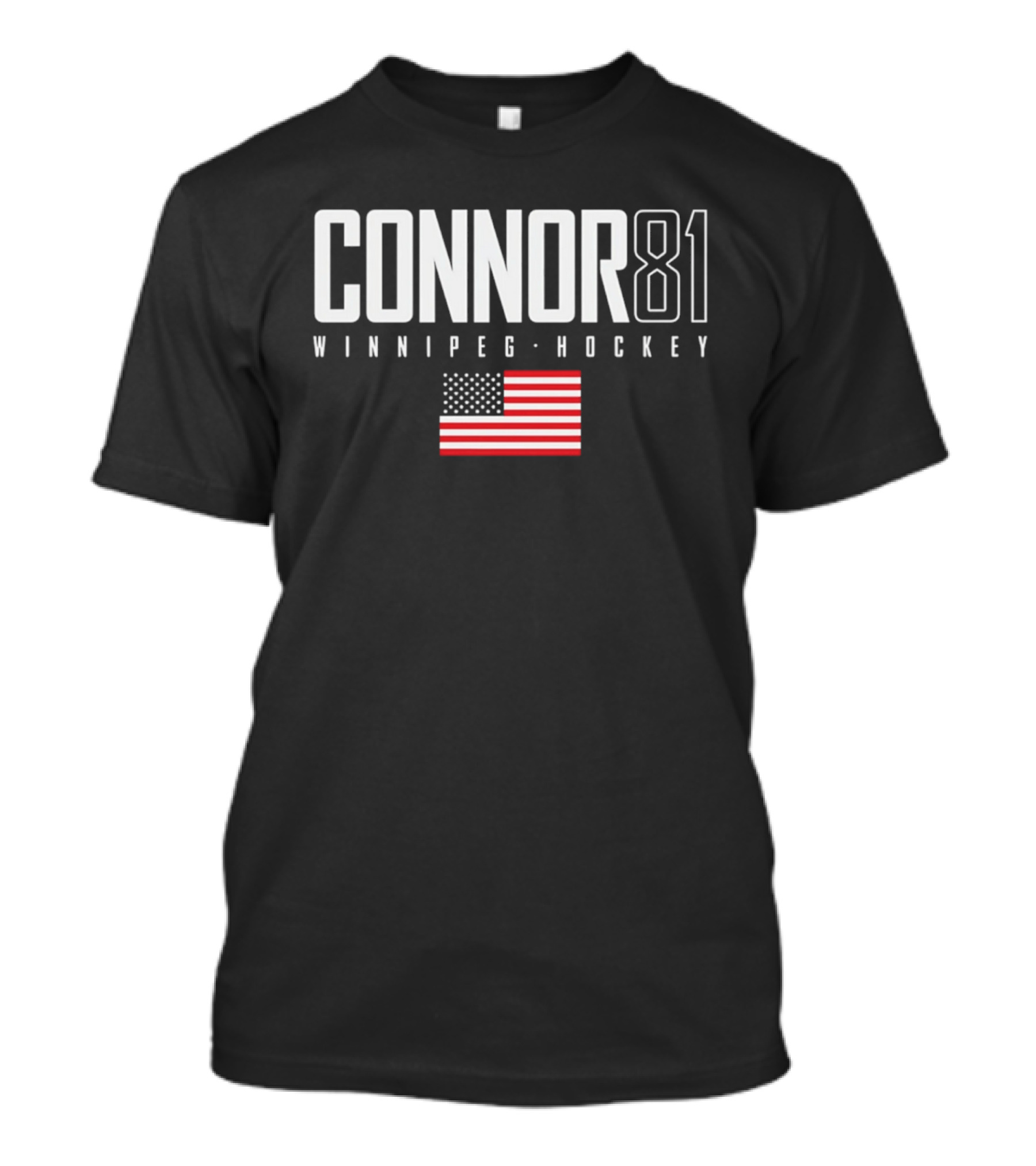 Connor 81 Winnipeg Hockey USA Flag T-Shirt