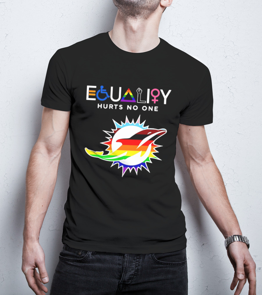 Miami Dolphins Equality Hurts No One Rainbow Pride T-Shirt