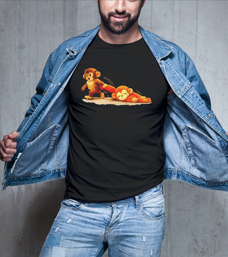 Monkey Baby Pulling Sleeping Monkey Meme T-Shirt