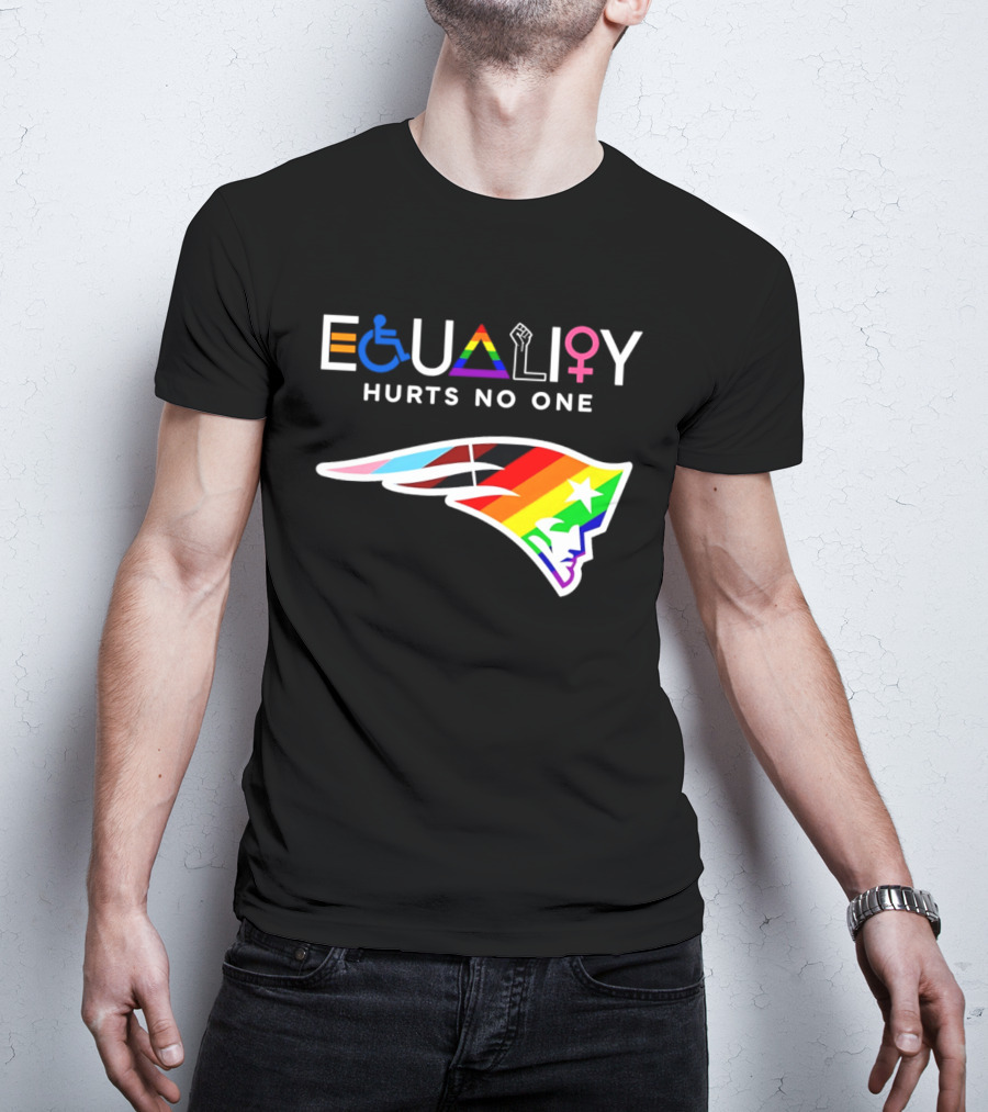 New England Patriots Equality Hurts No One Inclusive Pride Logos T-Shirt