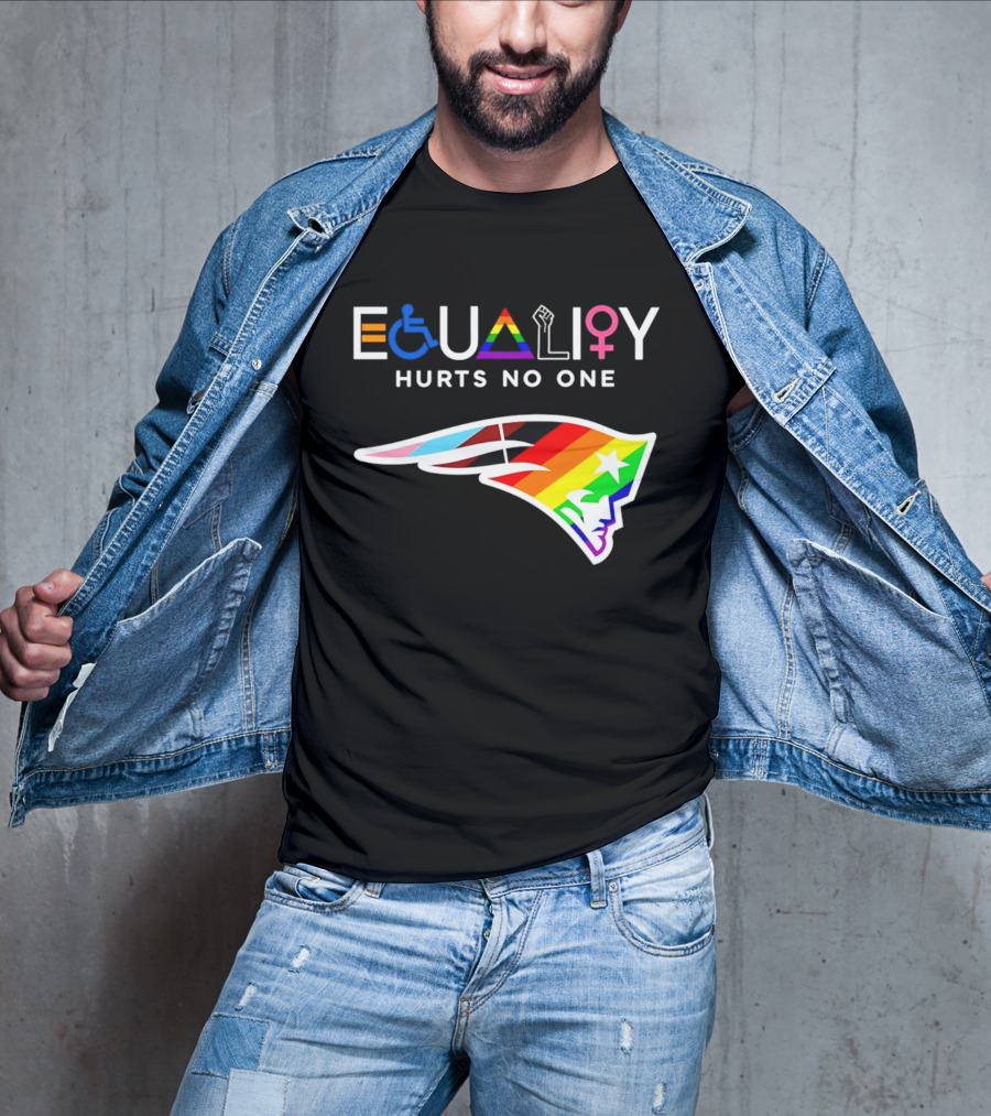 New England Patriots Equality Hurts No One Inclusive Pride Logos T-Shirt