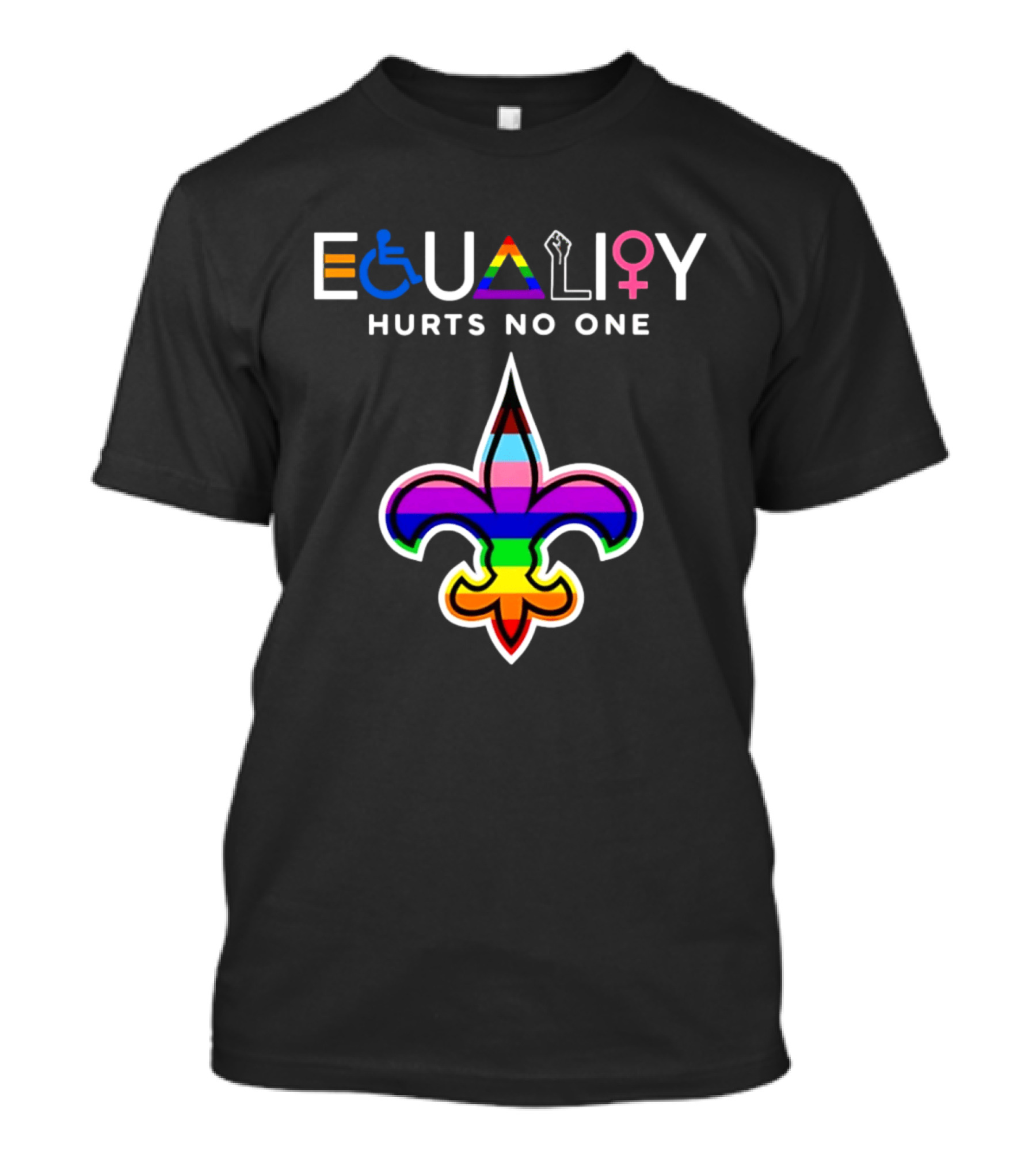 New Orleans Saints Equality Hurts No One Inclusive Pride Fleur De Lis T-Shirt