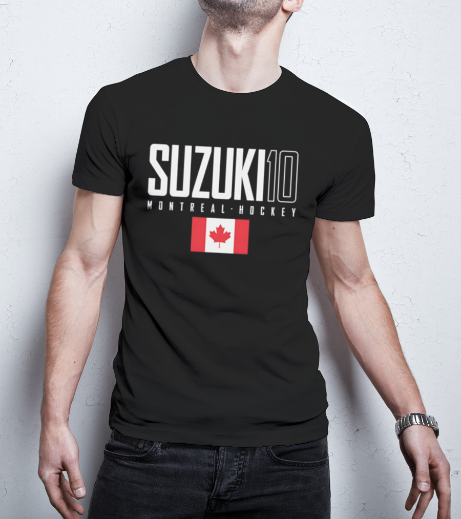 Montreal Hockey Suzuki 10 Canada Flag T-Shirt