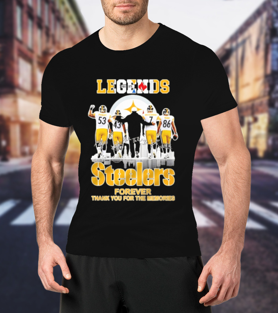 Steelers Legends Forever Thank You For The Memories City Skyline T-Shirt