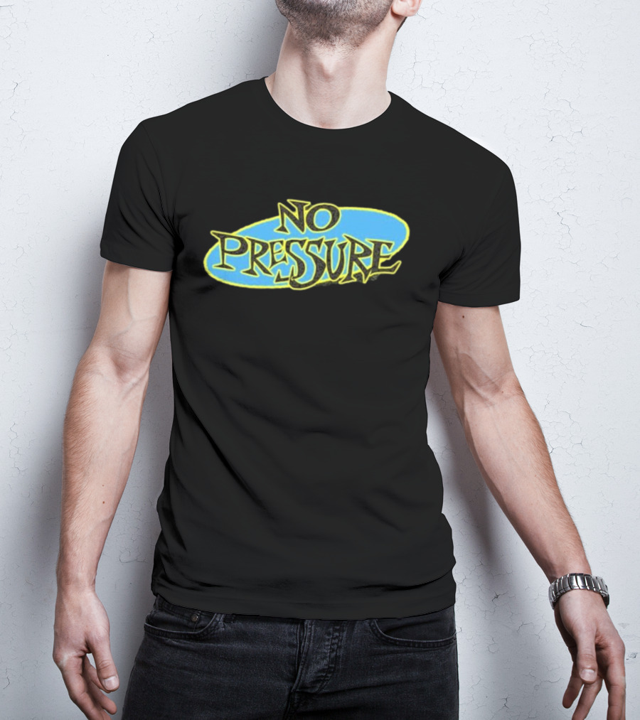 Retro Text Style No Pressure Blue Yellow T-Shirt